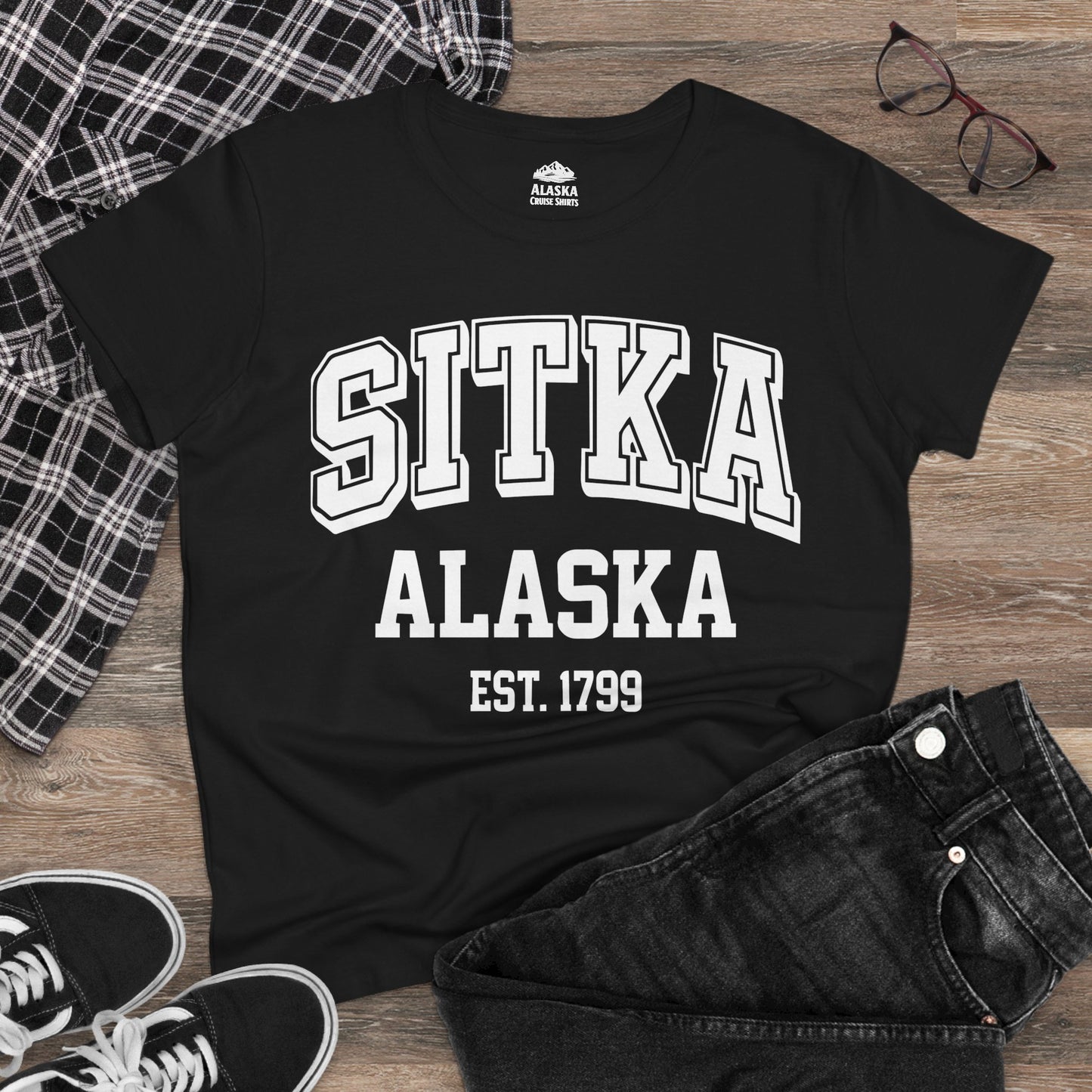 Sitka Alaska Established 1799 Vintage Souvenir Shirt — Ladies Tee