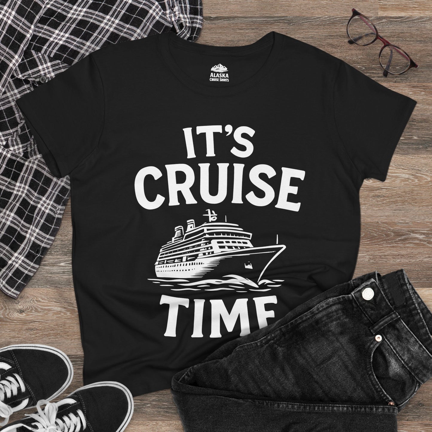 It’s Cruise Time Nautical Ship Vacation Travel T-Shirt — Ladies Tee