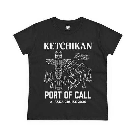 Ketchikan Alaska Cruise Port of Call Totem Wildlife Adventure Shirt — Ladies Tee