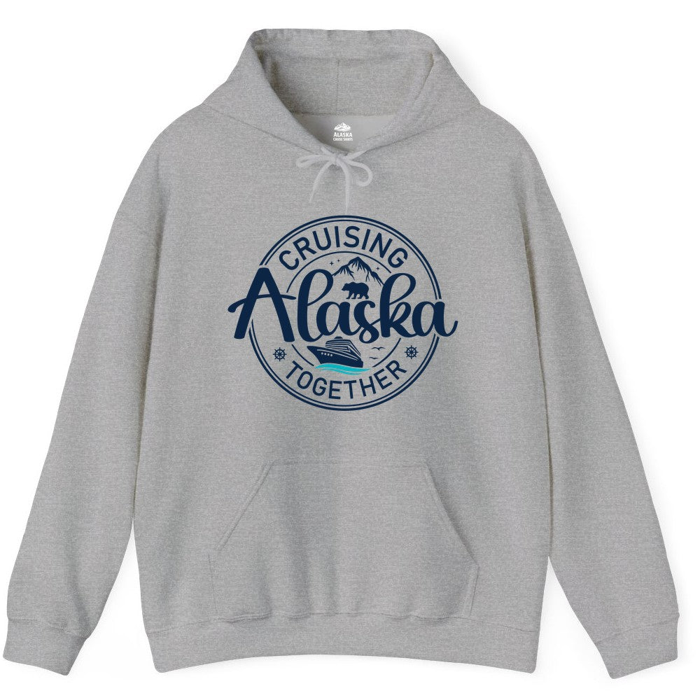 Alaska Cruise Shirt - Retro Family Vacation Apparel for Groups (Hoodie) in Sport Grey - Alaska Cruise Adventure Retro Badge Shirt - Mountains Bear Ship Family