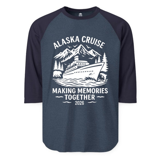 Alaska Cruise Shirt - Family Vacation Nature Wildlife Adventure Tee (Raglan) in Heather DenimNavy - Alaska Cruise Shirt - Wildlife Adventure Family Memories 2026