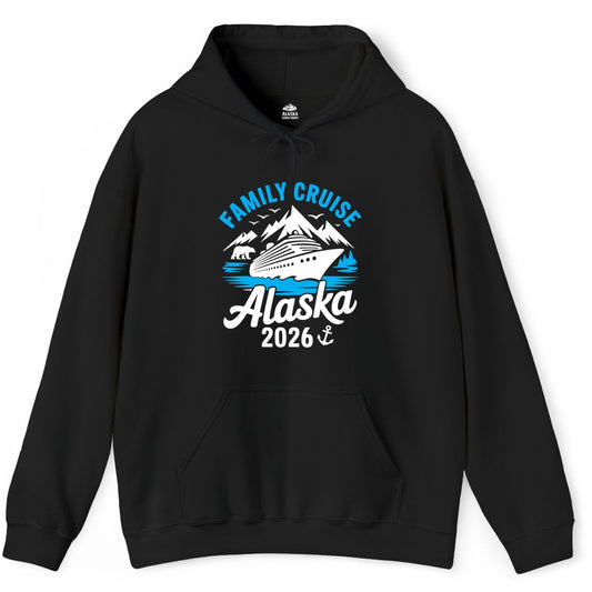 Alaska Family Cruise Shirt - 2026 Cruise Vacation Apparel USA (Hoodie) in Black - Alaska Family Cruise Shirt 2026 Mountains Wildlife Adventure Tee