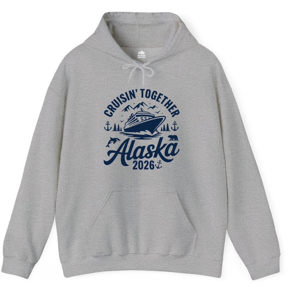 Alaska Cruise Shirt - Family Cruise Apparel for Alaska 2026 Trips (Hoodie) in Sport Grey - Alaska Cruise Adventure Shirt - Wildlife Mountains Nautical 2026