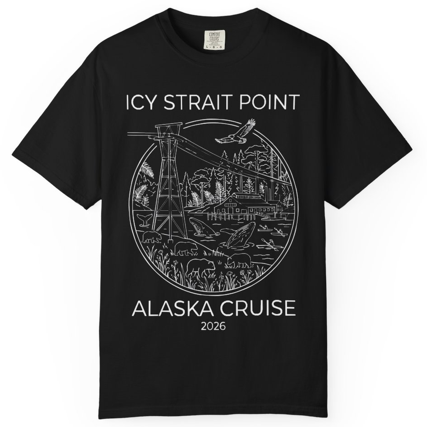 Icy Strait Point Alaska Cruise 2026 Nature Adventure T-Shirt – Black – Alaska Cruise Shirts