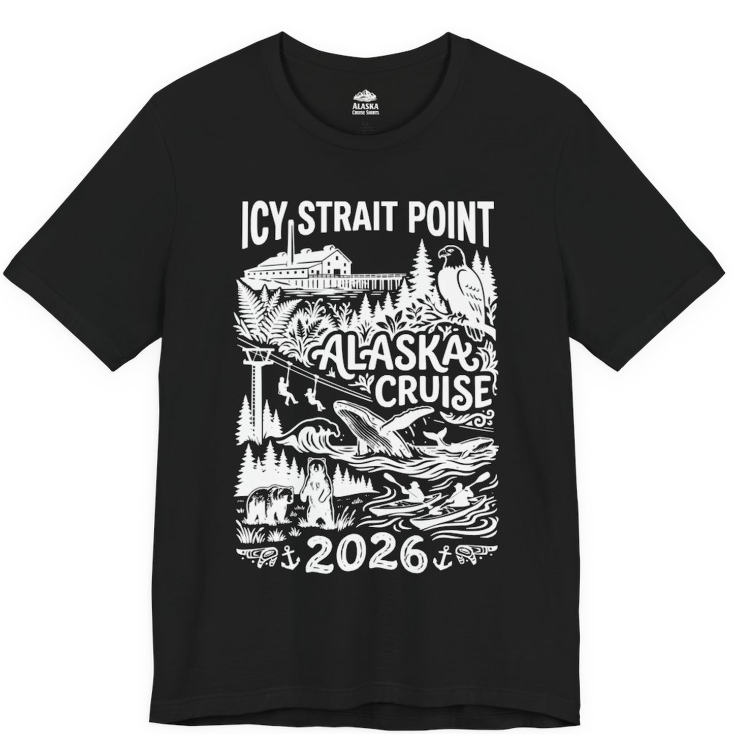 Icy Strait Point Alaska Cruise 2026 Wildlife Adventure Shirt – Black – Alaska Cruise Shirts