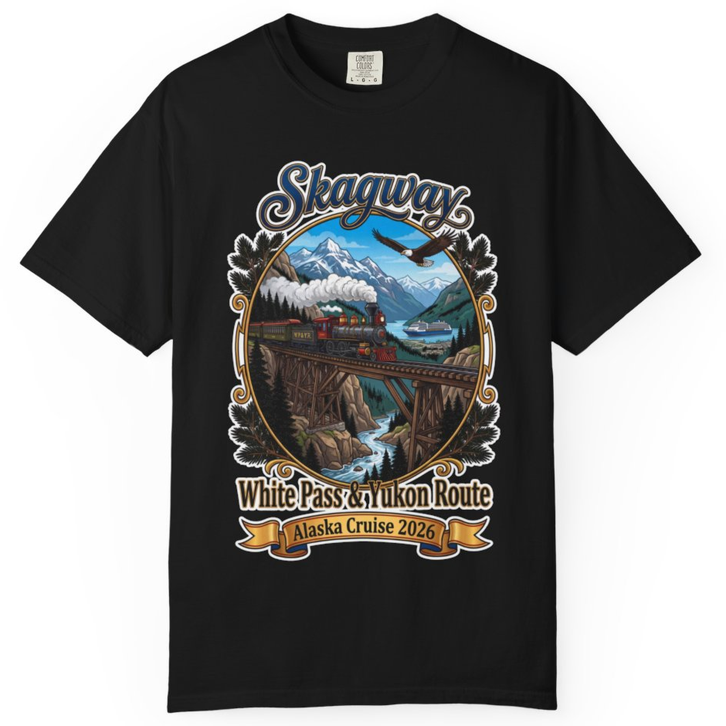 Skagway Alaska Cruise Shirt White Pass Yukon Route 2026 Souvenir – Black – Alaska Cruise Shirts