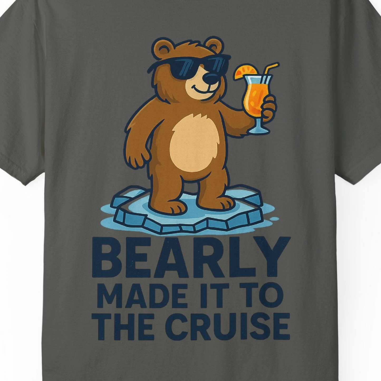 Bear Cruise Shirt Comfort Colors T-Shirt – Pepper – Alaska Cruise Shirts Close Up