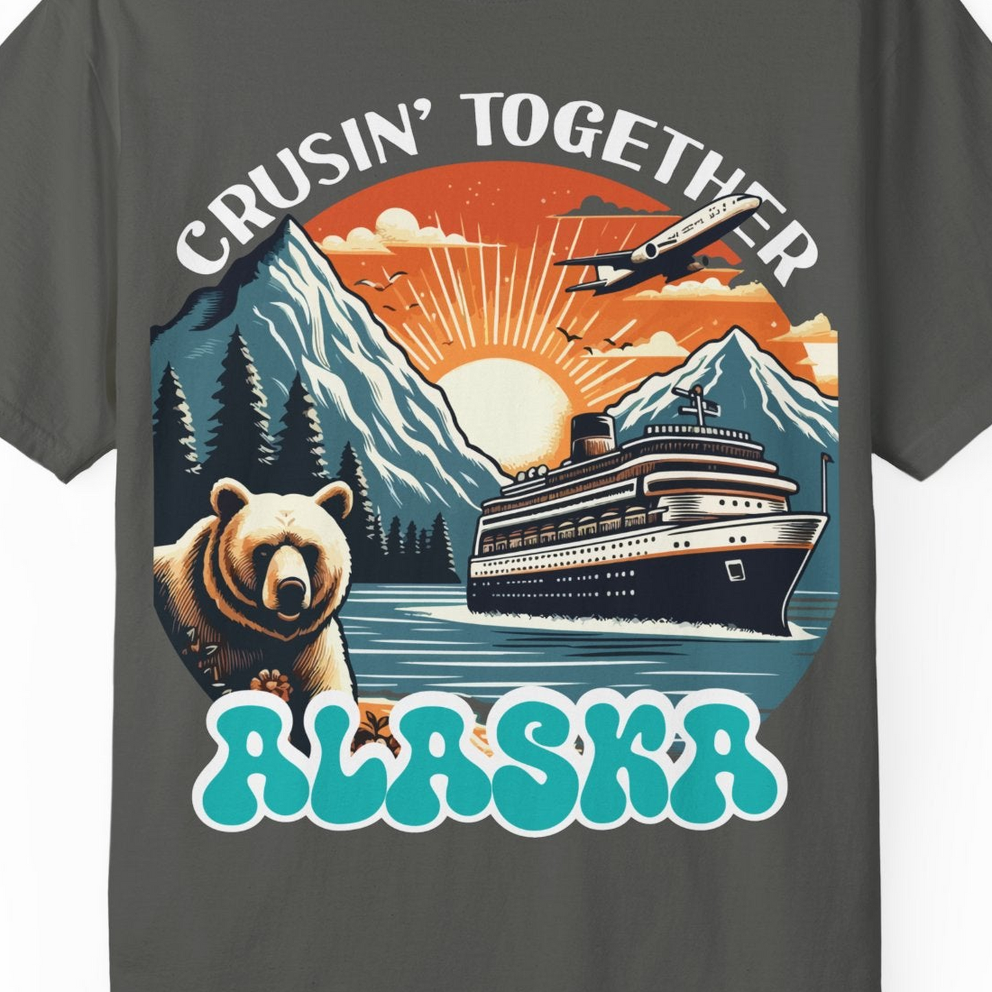 Alaska Cruise Shirt Comfort Colors T-Shirt – Pepper – Alaska Cruise Shirts Close Up
