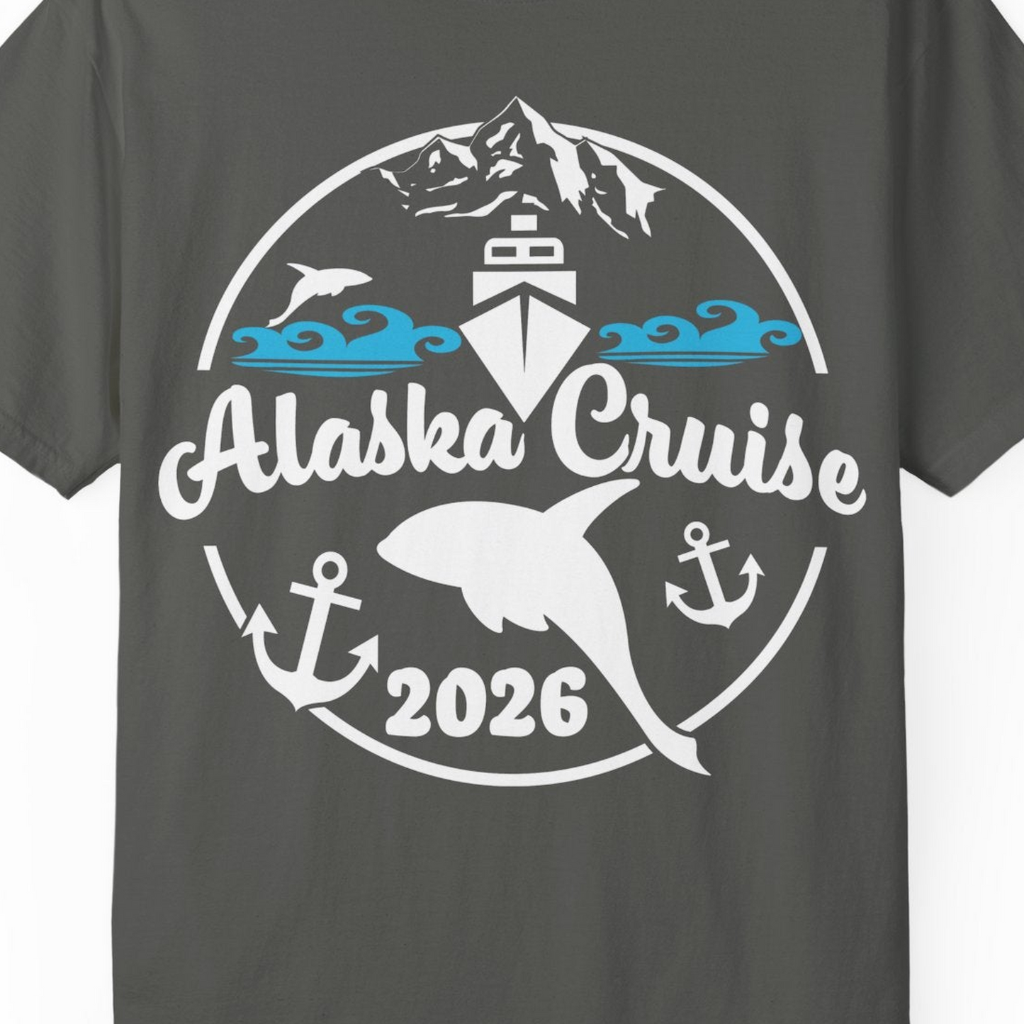 Alaska Cruise 2026 Shirt Comfort Colors T-Shirt – Pepper – Alaska Cruise Shirts Close Up