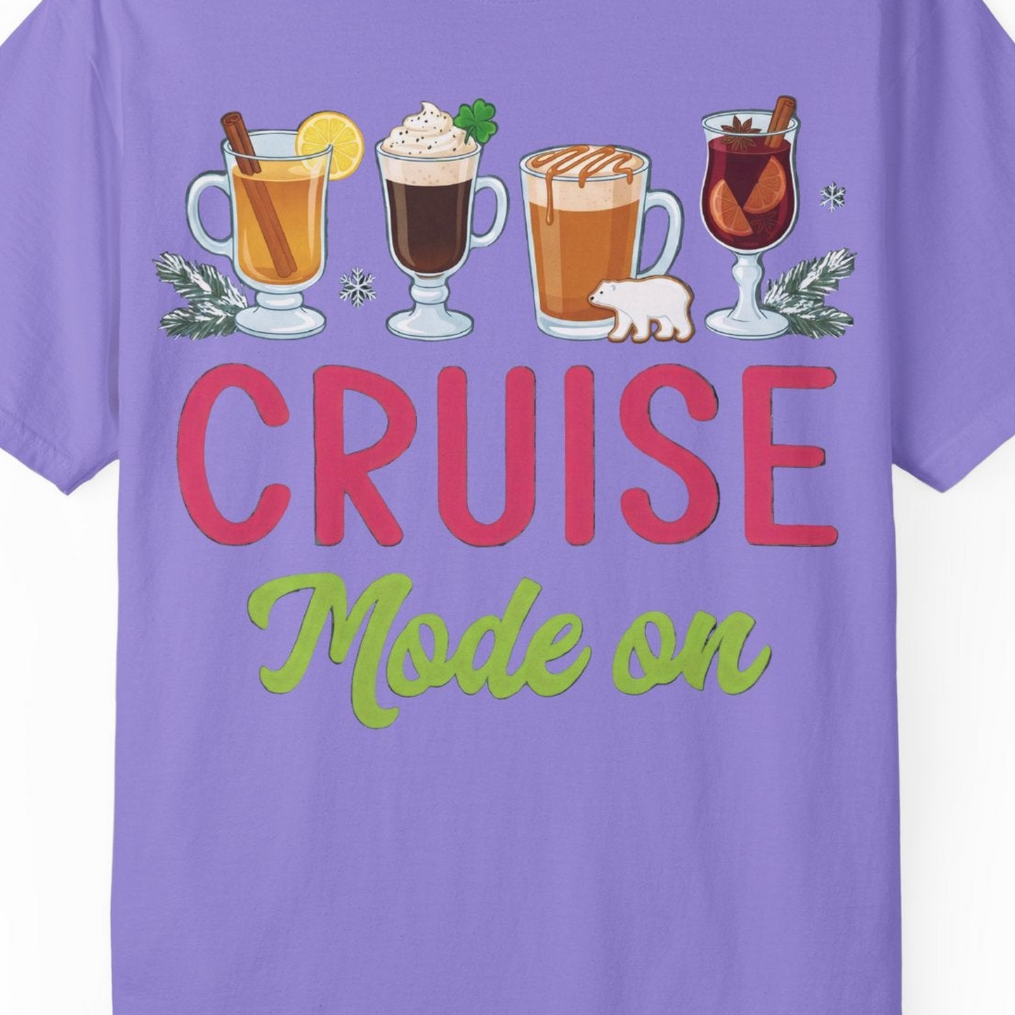 Cruise Mode On Shirt Comfort Colors T-Shirt – Violet – Alaska Cruise Shirts Close Up