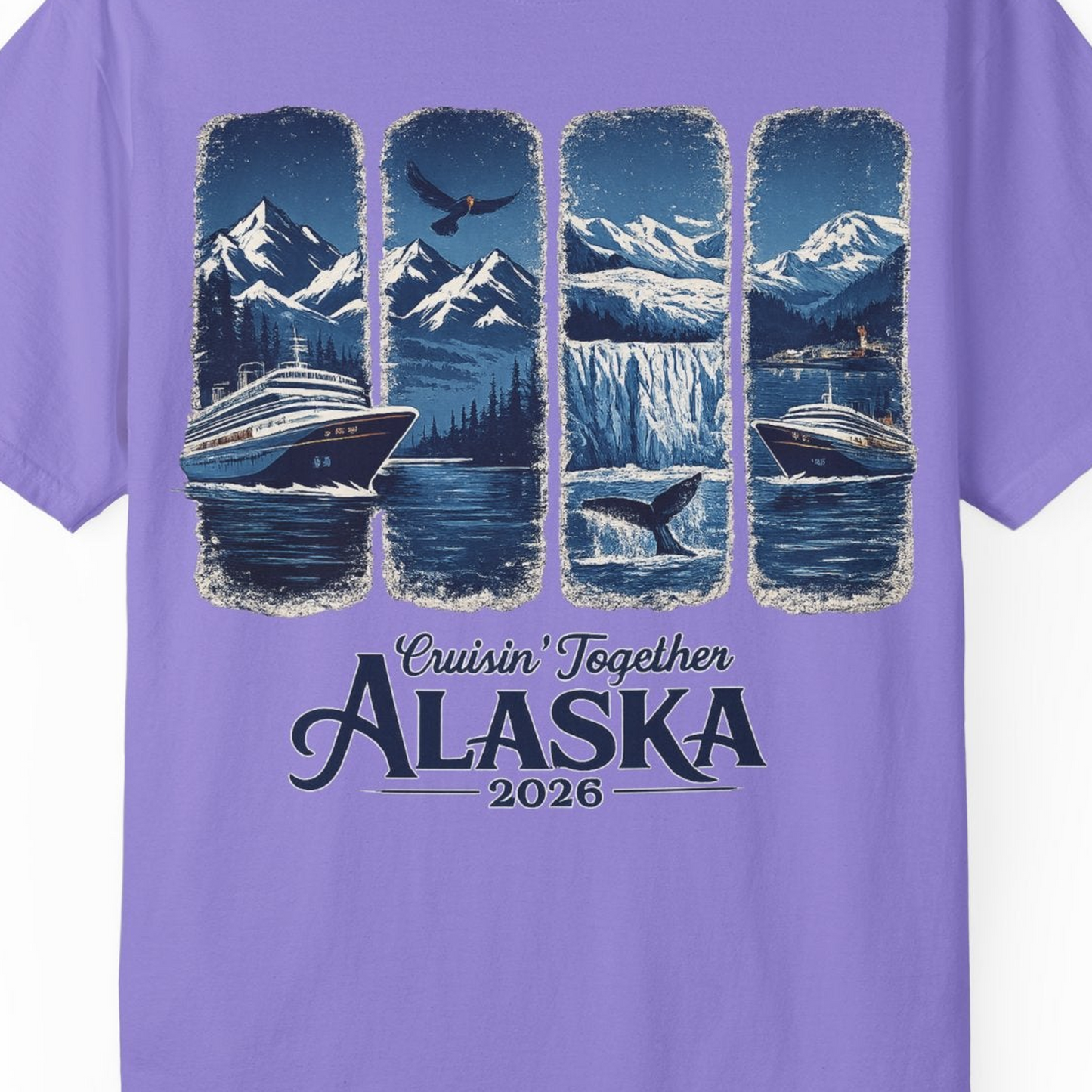 Alaska Cruise Adventure Shirt Comfort Colors T-Shirt – Violet – Alaska Cruise Shirts Close Up