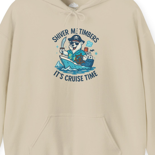 Funny Polar Bear Pirate Cruise Vacation Shirt Hoodie – Alaska Cruise Shirts Close Up