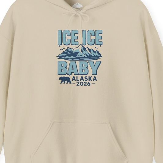 Ice Ice Baby Alaska Cruise Shirt Hoodie – Alaska Cruise Shirts Close Up