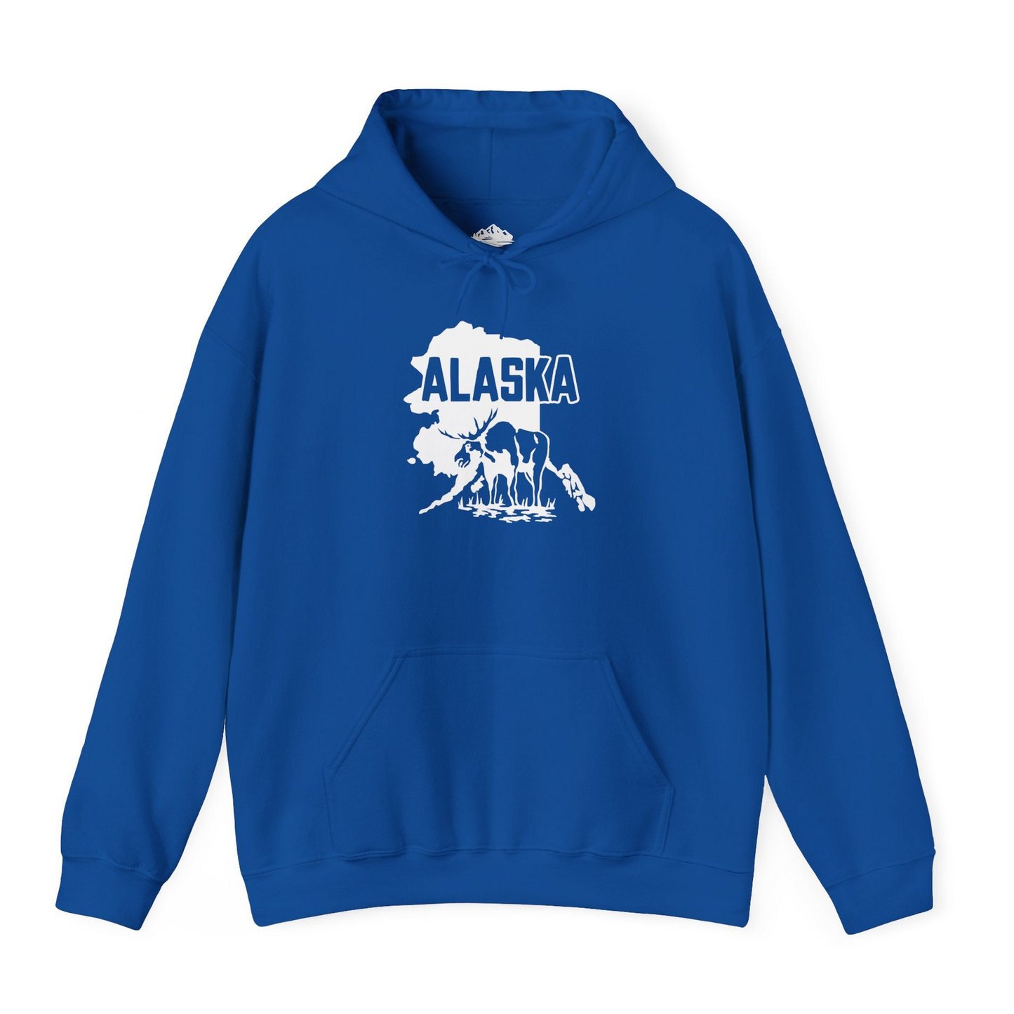 Alaska Moose Silhouette Shirt - Bold State Outline Wildlife Graphic Hoodie – Royal – Alaska Cruise Shirts