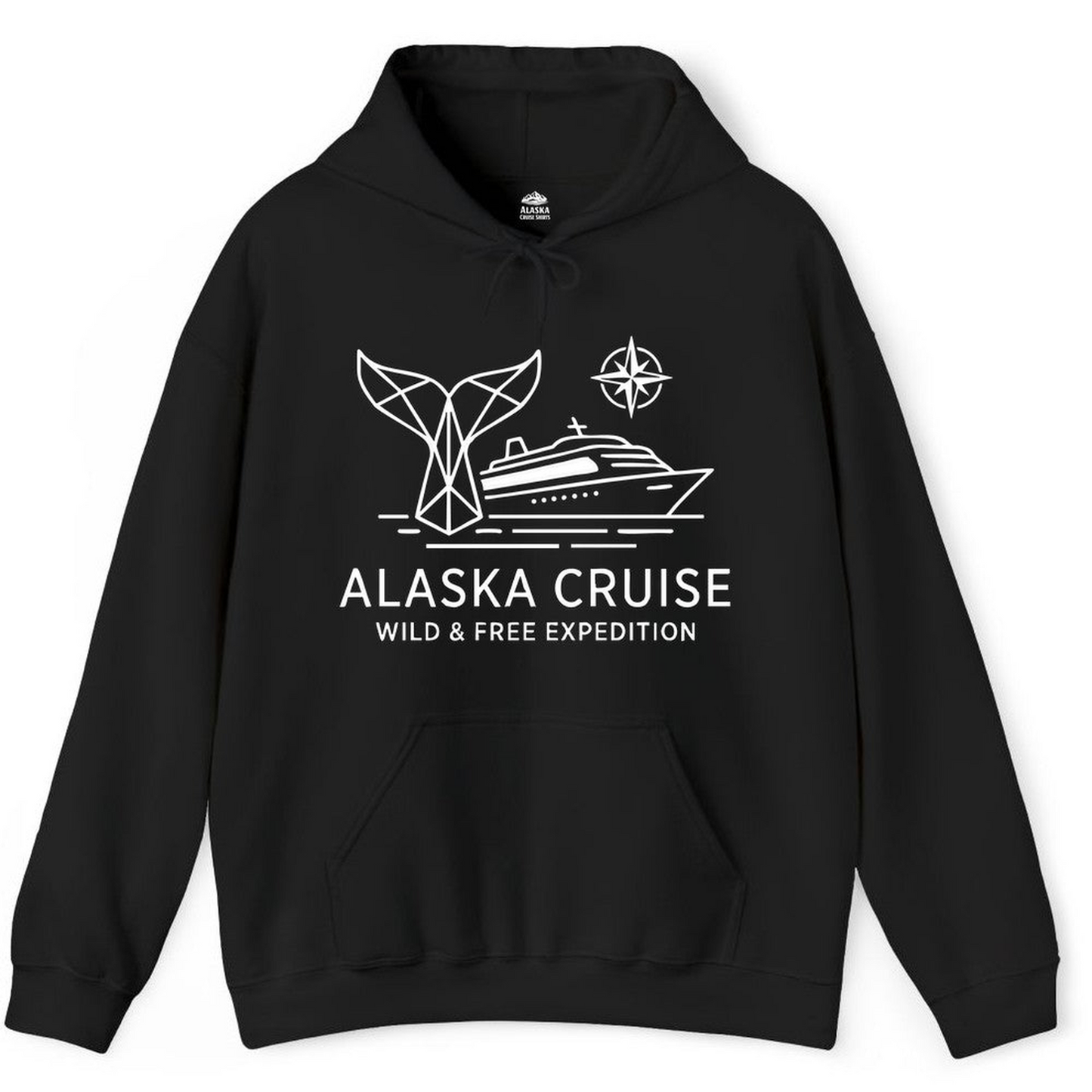 Alaska Cruise Shirt Hoodie – Black – Alaska Cruise Shirts Close Up