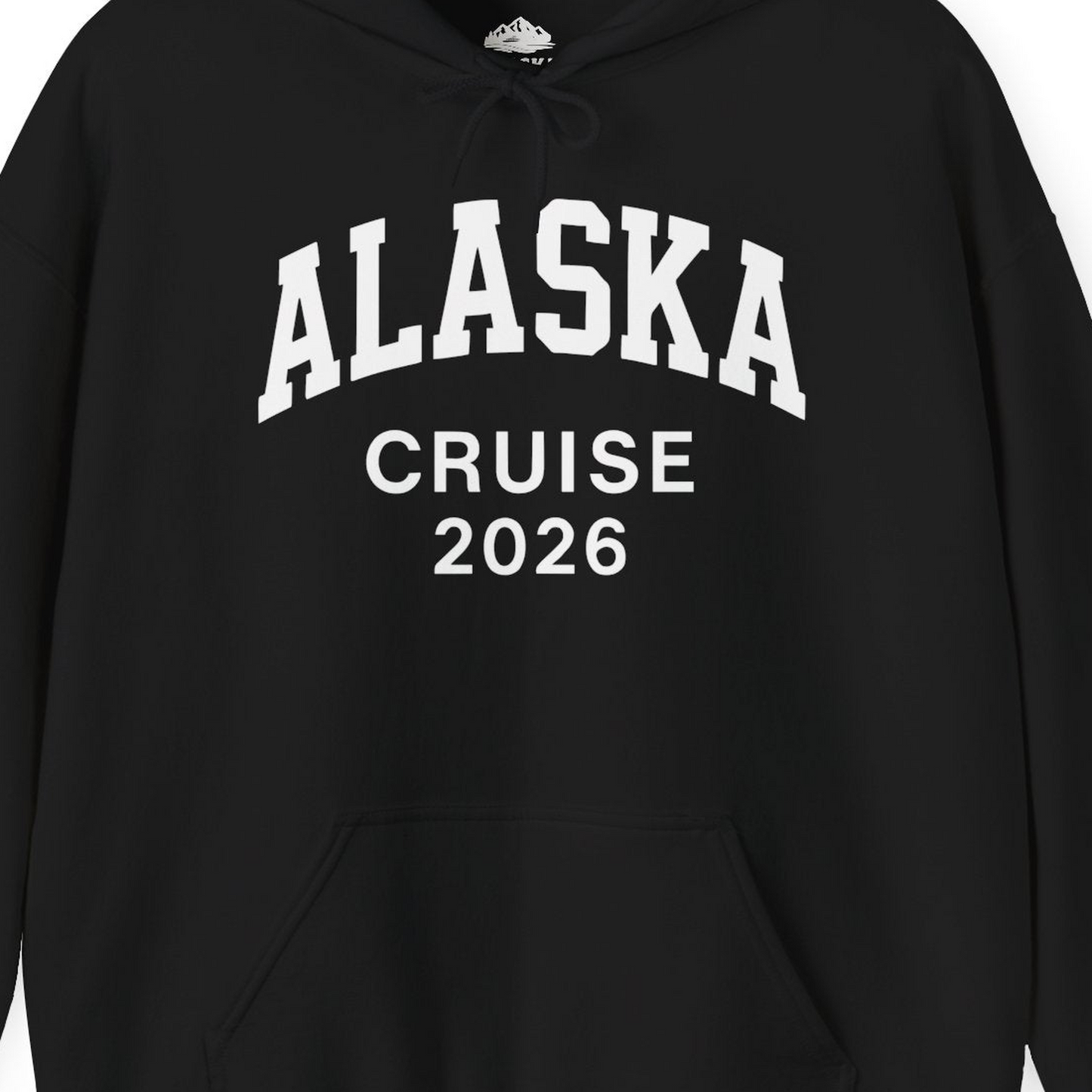 Alaska Cruise 2026 Bold Collegiate Vacation Travel Shirt — Hoodie Hoodie – Black – Alaska Cruise Shirts Close Up