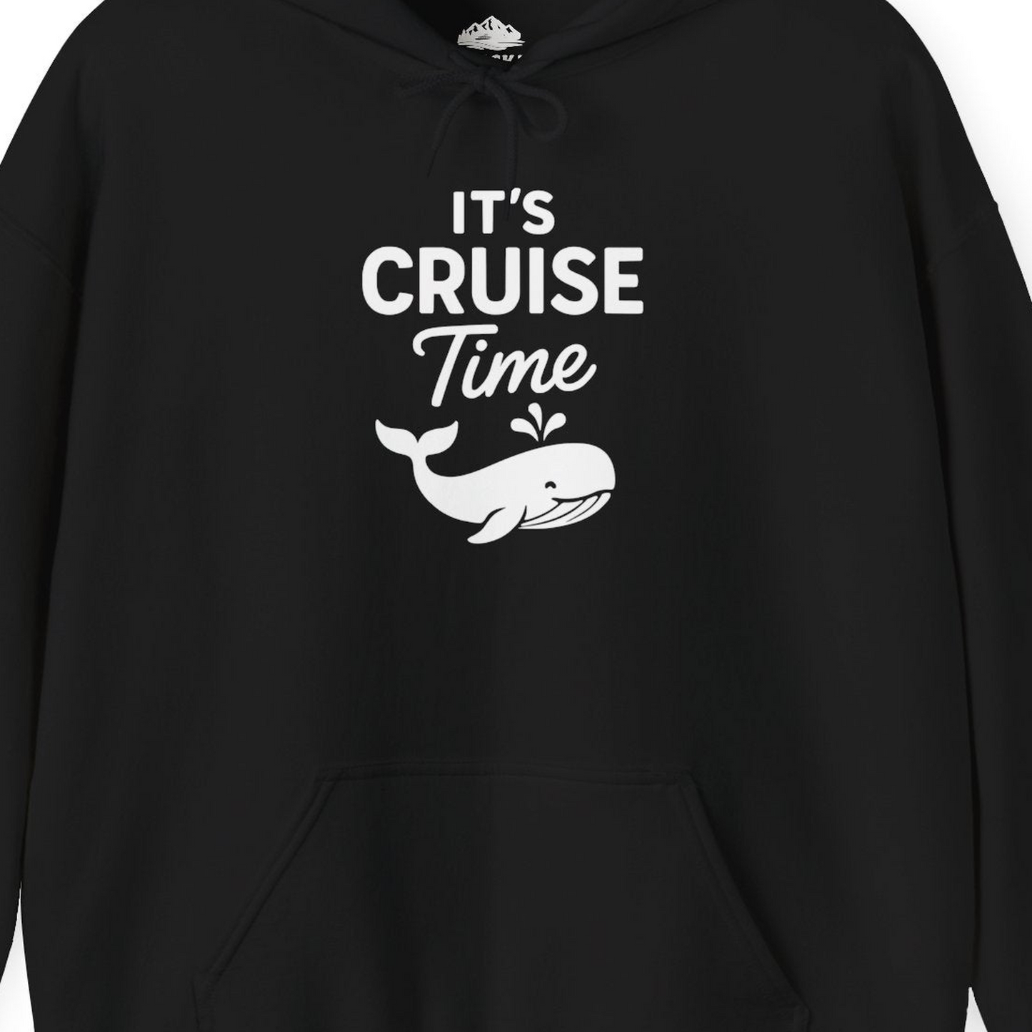 It's Cruise Time Whale Graphic Vacation Cruise Shirt — Hoodie Hoodie – Black – Alaska Cruise Shirts Close Up