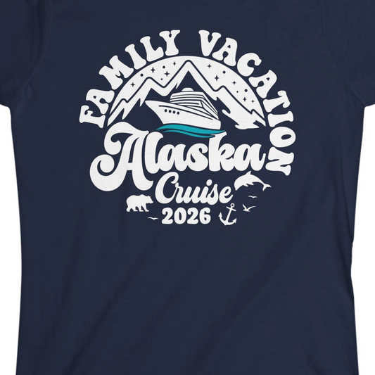 Alaska Family Cruise Shirt Ladies T-Shirt – Alaska Cruise Shirts Close Up
