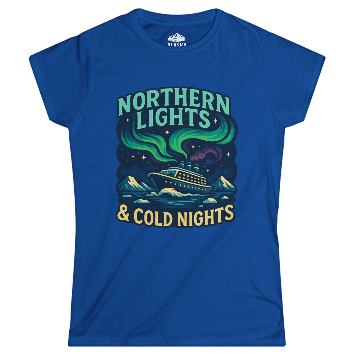 Northern Lights Alaska Cruise Ship Night Adventure Travel Shirt Ladies T-Shirt – Royal – Alaska Cruise Shirts