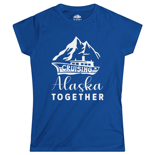 Cruising Alaska Together Mountains and Ship Family Cruise Shirt Ladies T-Shirt – Royal – Alaska Cruise Shirts