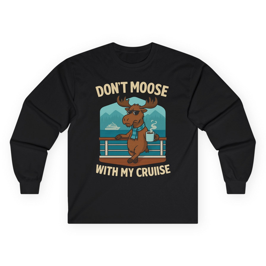 Funny Moose on Alaska Cruise Ship Shirt - Coffee Mountains Cartoon Tee Long Sleeve Shirt – Black – Alaska Cruise Shirts