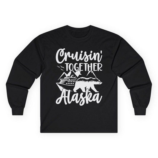 Alaska Cruise Adventure Shirt - Cruisin Together Bear Mountains Scene Long Sleeve Shirt – Black – Alaska Cruise Shirts