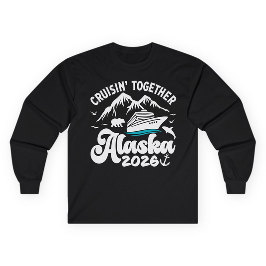 Alaska Cruise Adventure Shirt - Mountains Wildlife and Nautical 2026 Long Sleeve Shirt – Black – Alaska Cruise Shirts