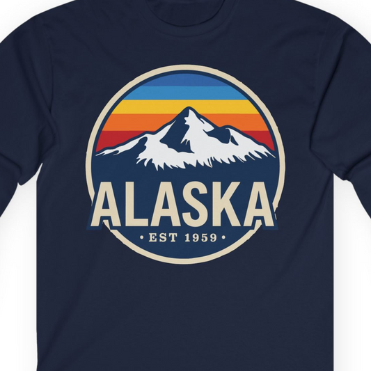 Alaska Vintage long sleeve shirt Long Sleeve Shirt – Navy – Alaska Cruise Shirts Close Up