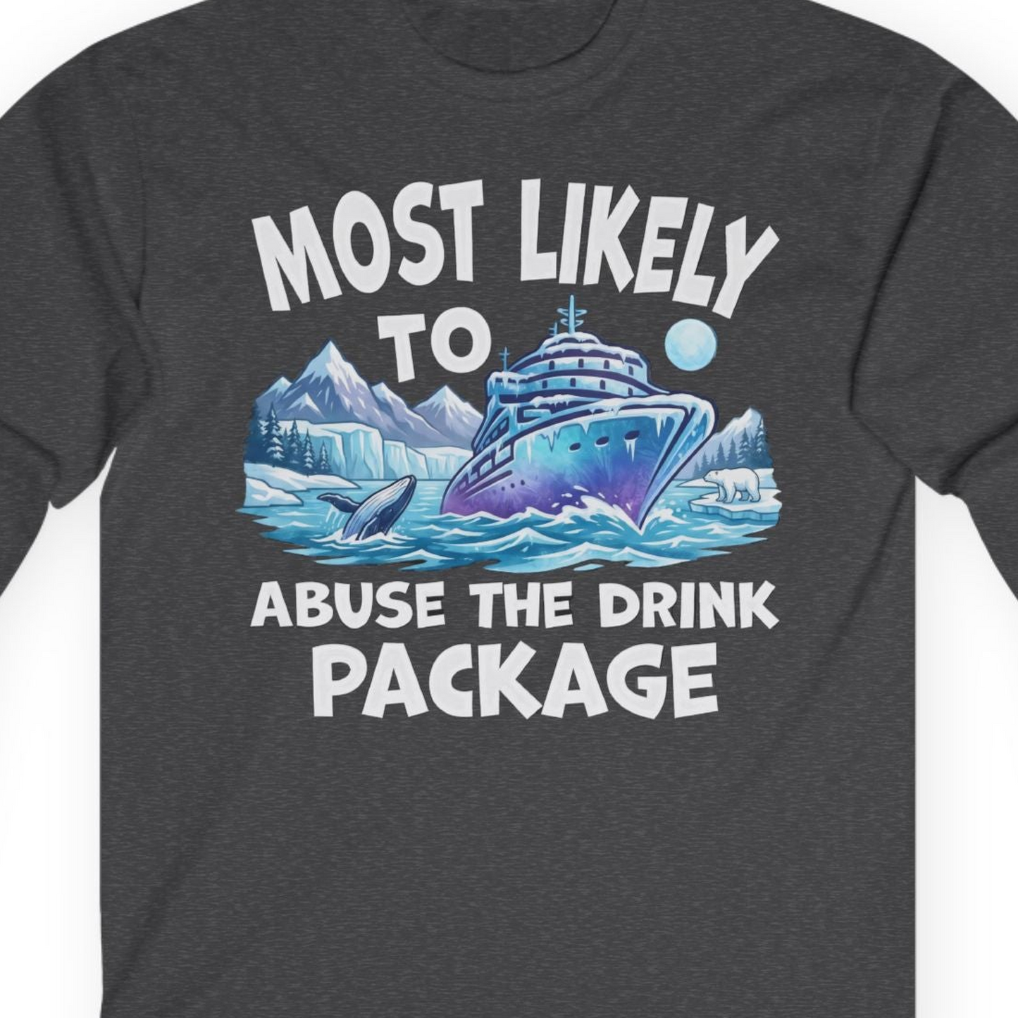 Funny Alaska Cruise long sleeve shirt Long Sleeve Shirt – Dark Heather – Alaska Cruise Shirts Close Up