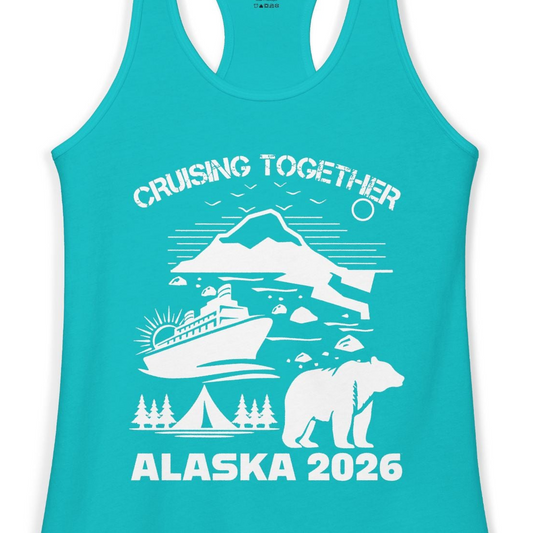 Alaska Cruise 2026 Family Adventure Bear Mountain Nature Shirt — Ladies Tank Ladies Tank Top – Alaska Cruise Shirts Close Up