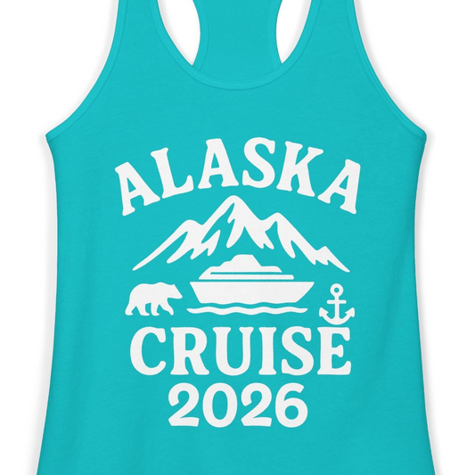 Alaska Cruise 2026 Shirt Ladies Tank Top – Alaska Cruise Shirts Close Up
