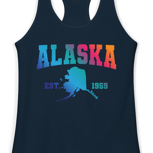 Retro Alaska Est 1959 Shirt Ladies Tank Top – Alaska Cruise Shirts Close Up
