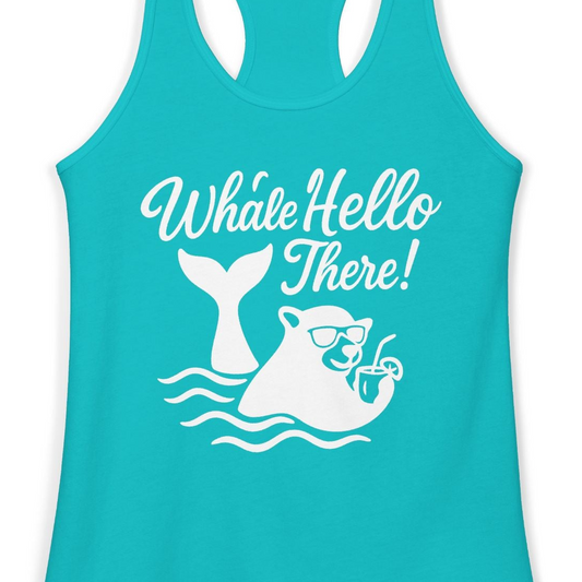 Whale Hello There Shirt Ladies Tank Top – Alaska Cruise Shirts Close Up