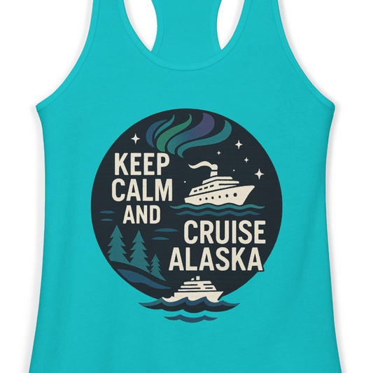 Keep Calm Cruise Alaska Shirt Ladies Tank Top – Alaska Cruise Shirts Close Up
