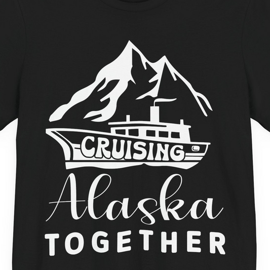 Cruising Alaska Together Mountains and Ship Family Cruise Shirt — Premium Tee Premium T-Shirt – Alaska Cruise Shirts Close Up