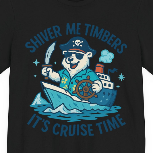 Funny Polar Bear Pirate Cruise Vacation Shirt Premium T-Shirt – Alaska Cruise Shirts Close Up
