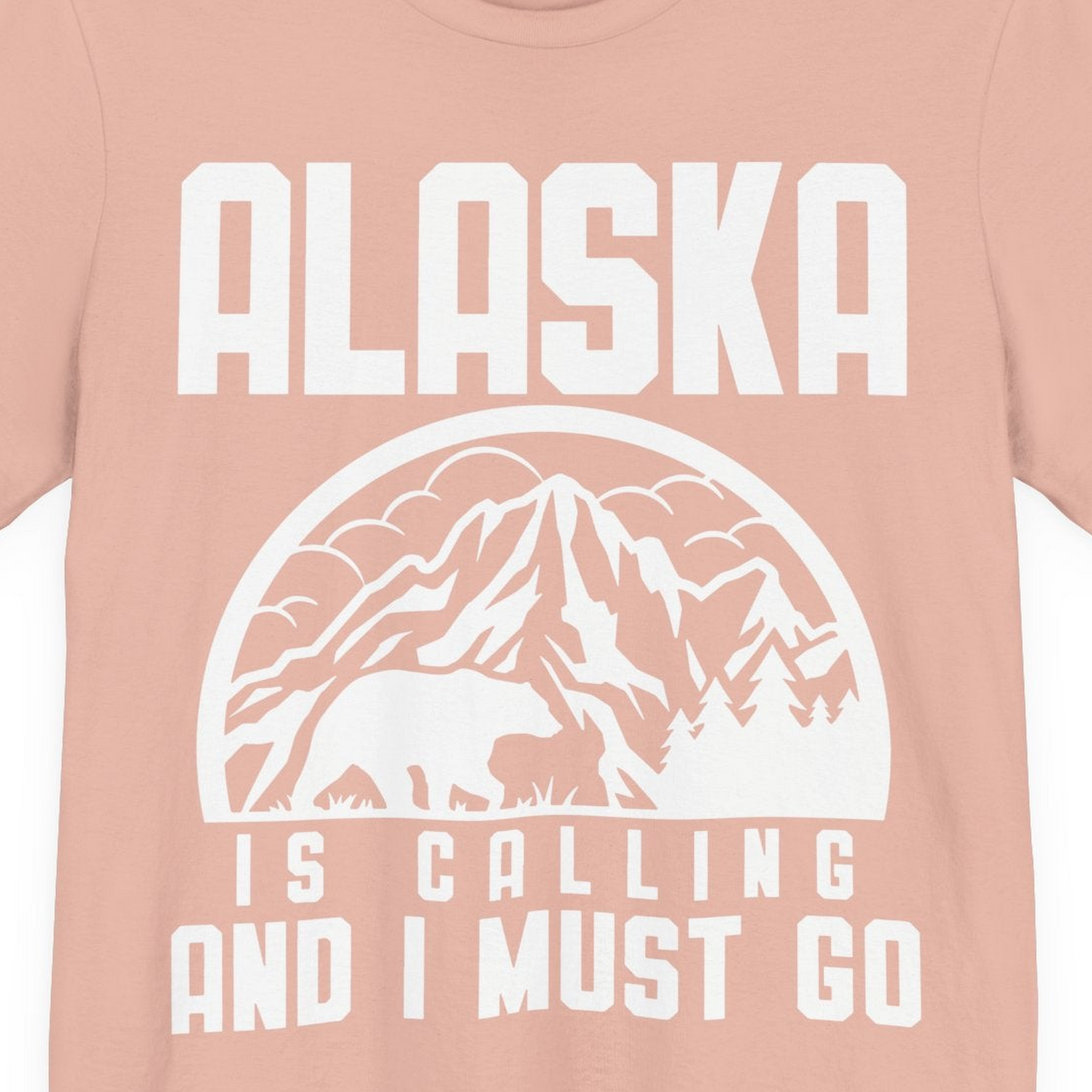 Alaska Is Calling Shirt Premium T-Shirt – Peach – Alaska Cruise Shirts Close Up