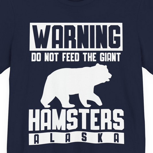 Funny Alaska Bear Giant Hamster Warning Sign Shirt for Travelers — Premium Tee Premium T-Shirt – Navy – Alaska Cruise Shirts Close Up