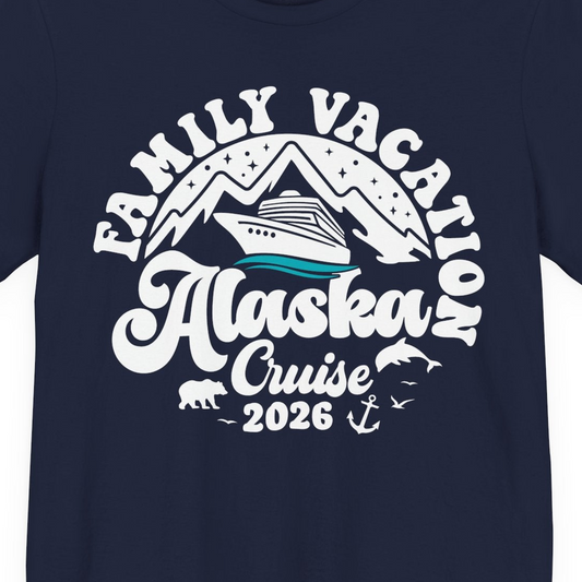 Alaska Family Cruise Shirt Premium T-Shirt – Navy – Alaska Cruise Shirts Close Up