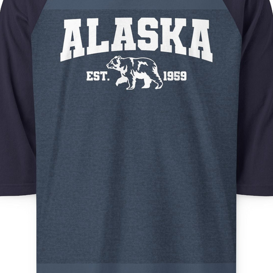Vintage Alaska Bear Shirt 3/4 Sleeve Raglan Shirt – Alaska Cruise Shirts Close Up