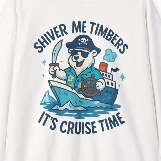Funny Polar Bear Pirate Cruise Vacation Shirt Sweatshirt – Alaska Cruise Shirts Close Up