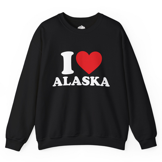 I Love Alaska Shirt - Bold Heart Graphic Retro Alaska Cruise Tee Sweatshirt – Black – Alaska Cruise Shirts
