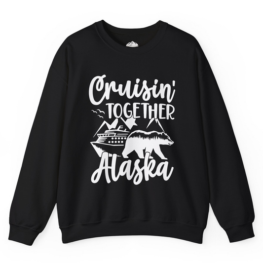 Alaska Cruise Adventure Shirt - Cruisin Together Bear Mountains Scene Sweatshirt – Black – Alaska Cruise Shirts