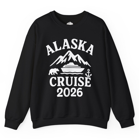 Alaska Cruise 2026 Shirt - Mountains Bear Anchor Adventure Tee Sweatshirt – Black – Alaska Cruise Shirts
