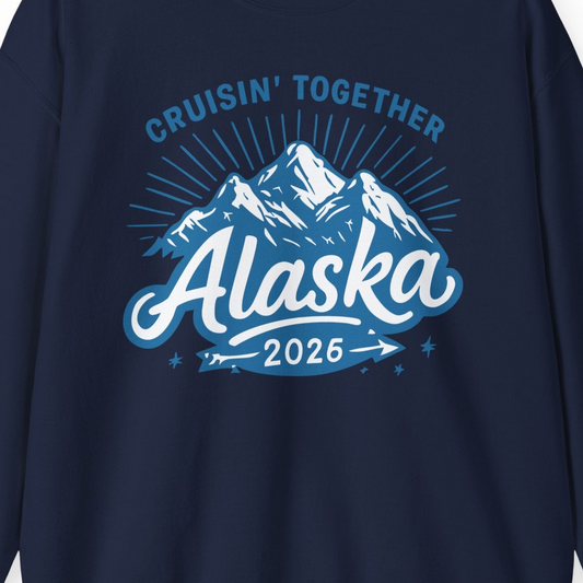 Alaska Cruise Mountains Adventure sweatshirt Sweatshirt – Navy – Alaska Cruise Shirts Close Up