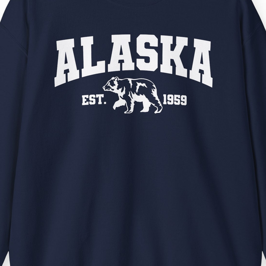 Vintage Alaska Bear Shirt Sweatshirt – Navy – Alaska Cruise Shirts Close Up