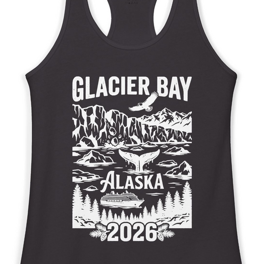 Glacier Bay Alaska 2026 Cruise Adventure Nature Scene Shirt — Ladies Tank Tank Top – Alaska Cruise Shirts Close Up
