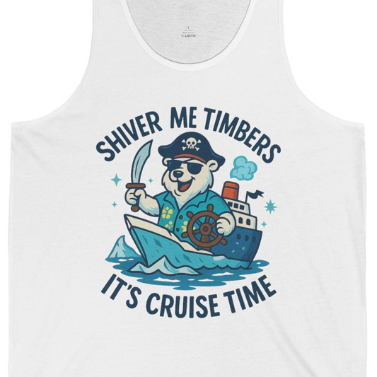 Funny Polar Bear Pirate Cruise Vacation Shirt Tank Top – Alaska Cruise Shirts Close Up