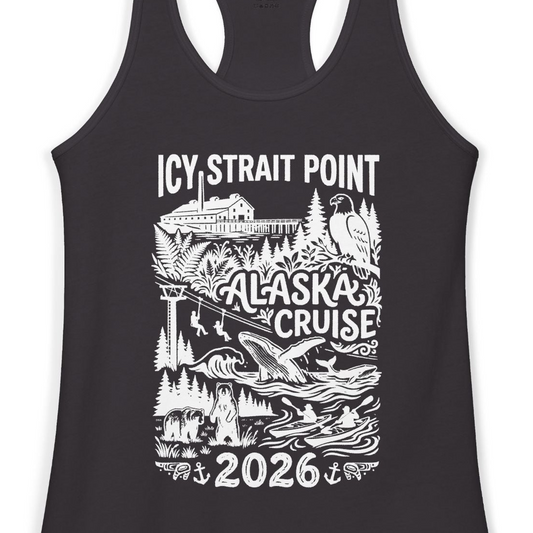 Icy Strait Point Alaska Cruise 2026 Wildlife Adventure Shirt — Ladies Tank Tank Top – Alaska Cruise Shirts Close Up