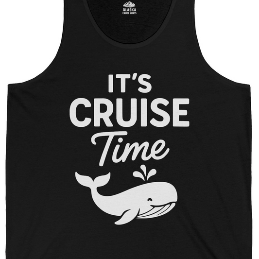 It's Cruise Time Whale Graphic Vacation Cruise Shirt — Tank Top Tank Top – Alaska Cruise Shirts Close Up